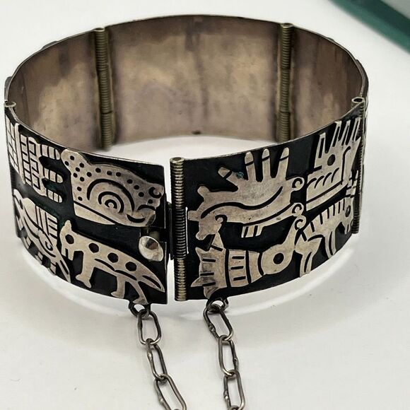 925 CF made in Mexico “Los Ballesteros Taxco” Artistic Bracelet - Picture 6 of 7